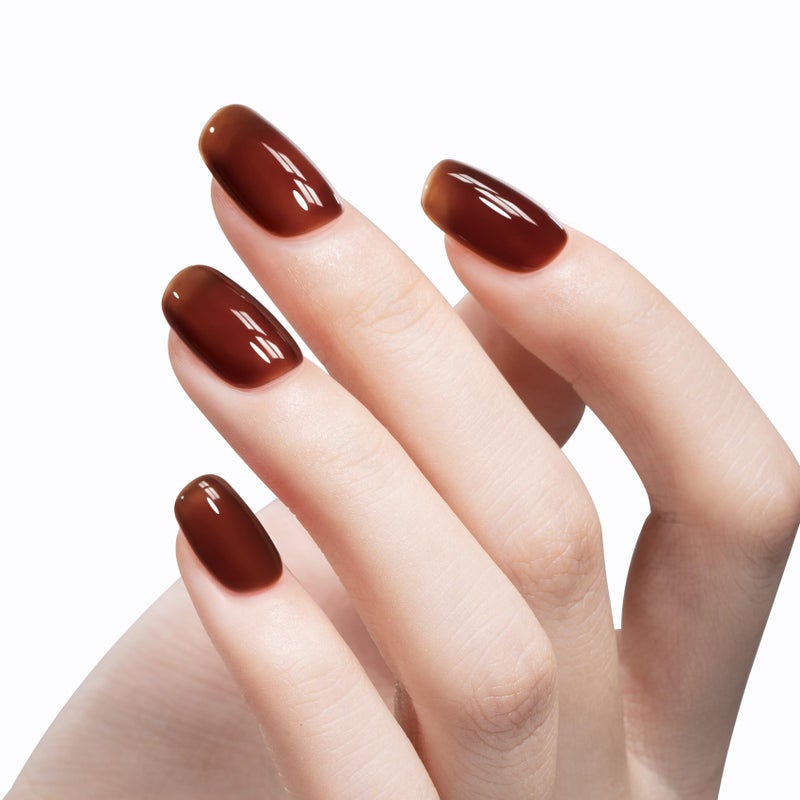 MAYCHAO 15ML Jelly Sheer Tortoise Gel Nail Polish 1Pc Transparent Hot Cocoa Amber Gel Polish Soak Off UV LED Translucent Nail Polish Nail Art Starter Manicure Salon DIY at Home, 0.5 OZ - Image 2