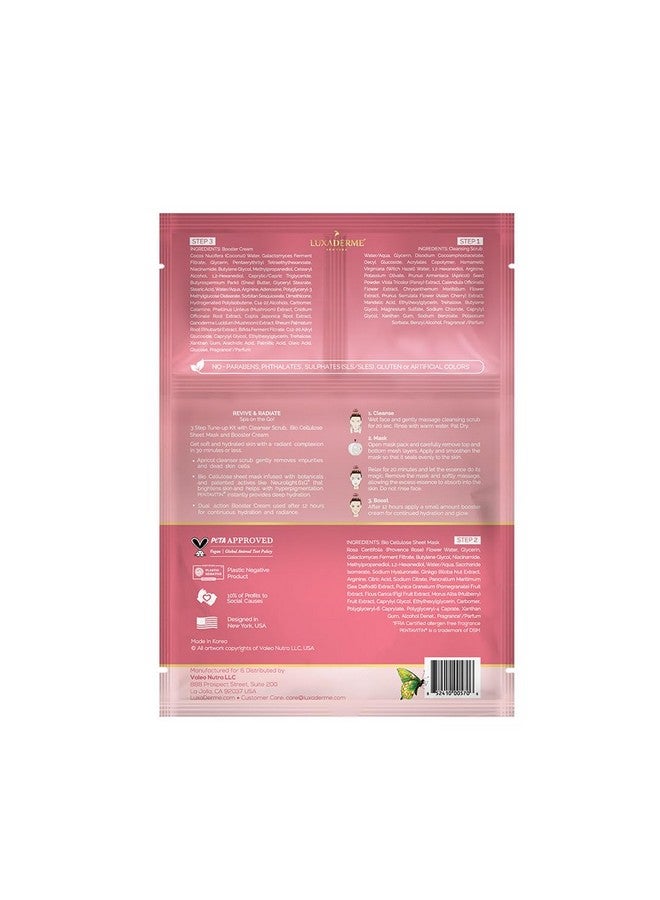 LuxaDerme LuxaDerme 3 Step Korean Facial Kit with Sheet Mask | Revive & Radiate | For Smooth & Glass Glow Skin | (Pack of 1)  - Image 2