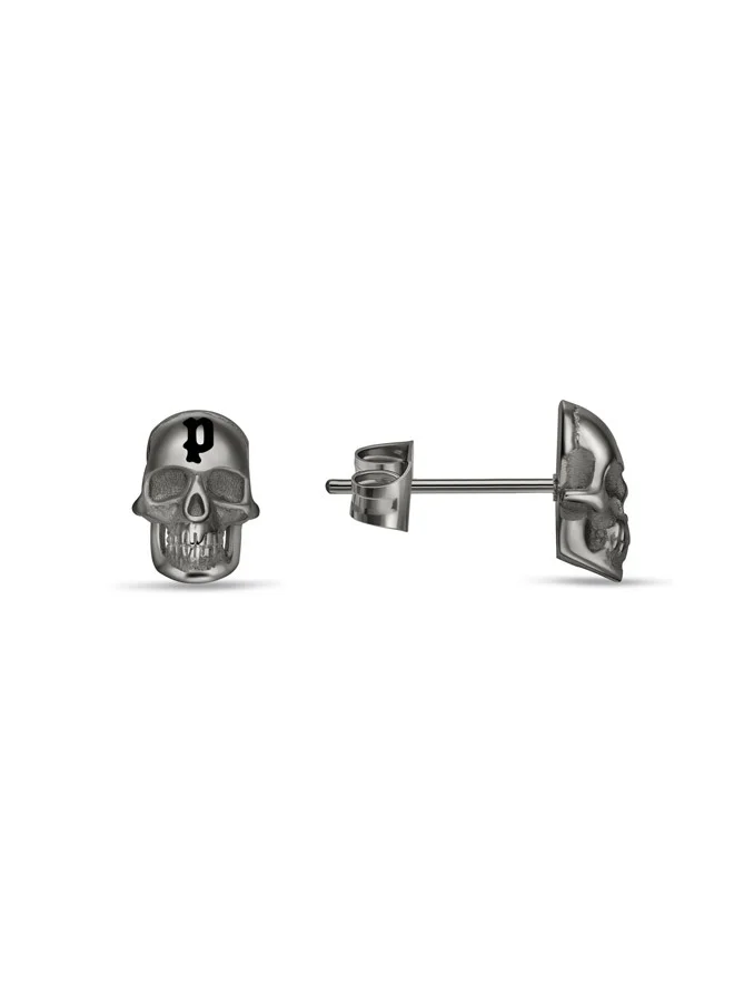 POLICE Vertex Gray Skull Stud Earrings For MenPEAGE0000903