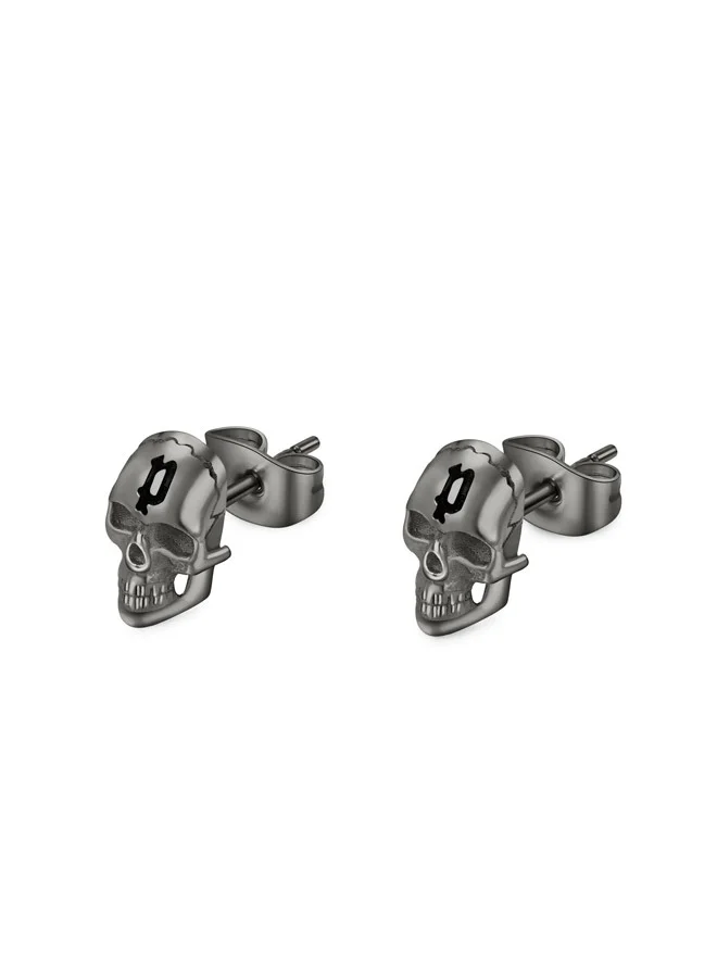POLICE Vertex Gray Skull Stud Earrings For MenPEAGE0000903