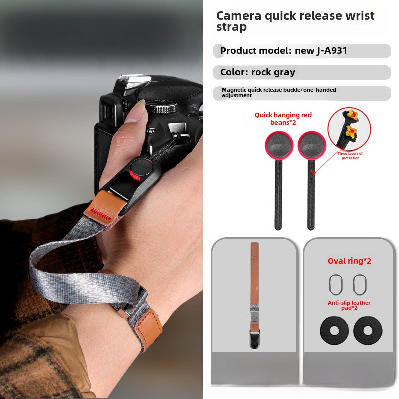 Quick Release Camera Wrist Strap for DSLR Mirrorless New J-A931 rock ash quick hanging red beans (3 layers) 