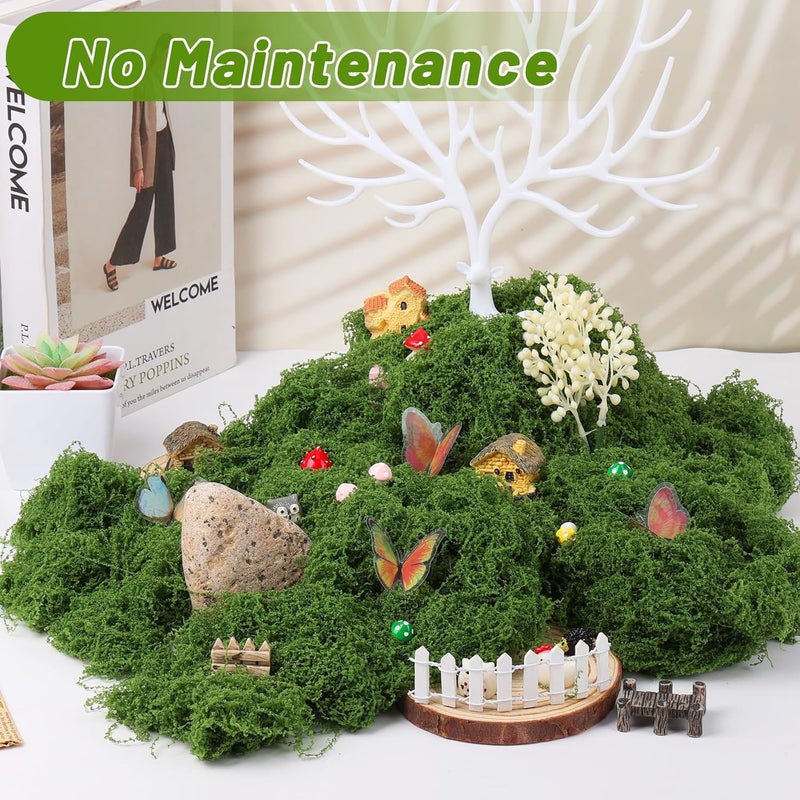 Jollidecor Artificial Moss for Potted Plants, 7.06 OZ Fake Green Moss for Crafts DIY, Faux Decorative Moss Planter Filler for Fairy Garden, Table Centerpiece, Landscaping, Terrarium - Image 5