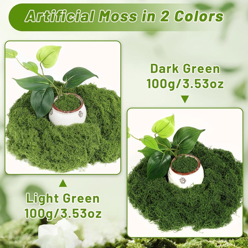 Jollidecor Artificial Moss for Potted Plants, 7.06 OZ Fake Green Moss for Crafts DIY, Faux Decorative Moss Planter Filler for Fairy Garden, Table Centerpiece, Landscaping, Terrarium - Image 3
