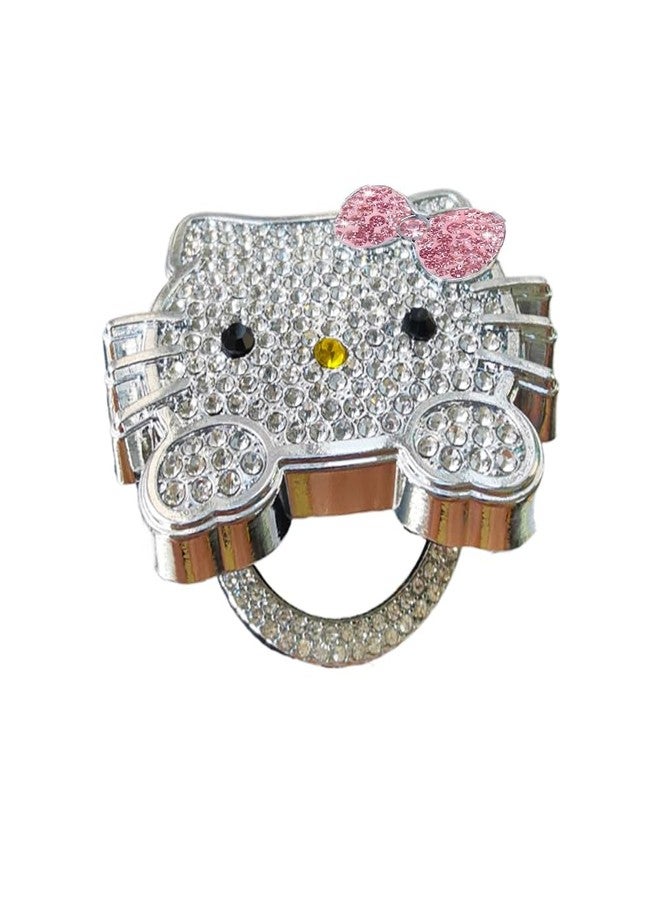 DSkoiph غطاء زر تشغيل محرك السيارة من ديسكويف، إكسسوارات سيارات براقة، قطة لطيفة، غطاء زر تشغيل/إيقاف محرك السيارة مرصع بأحجار الراين الكريستالية (وردي) - Image 2