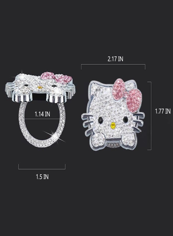 DSkoiph غطاء زر تشغيل محرك السيارة من ديسكويف، إكسسوارات سيارات براقة، قطة لطيفة، غطاء زر تشغيل/إيقاف محرك السيارة مرصع بأحجار الراين الكريستالية (وردي) - Image 4