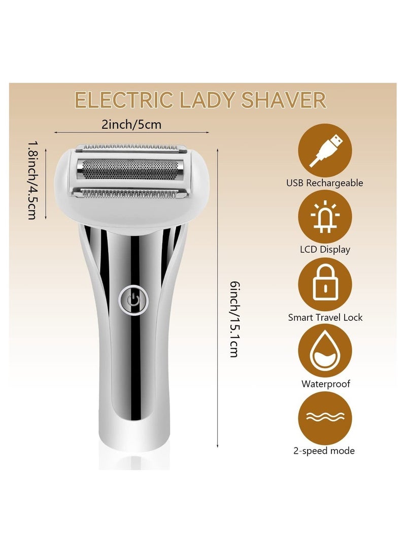 SYOSI Electric Razor for Women, Cordless Rechargeable Bikini Trimmer Painless Razor, Waterproof Hair Remover with LED Display - Image 3