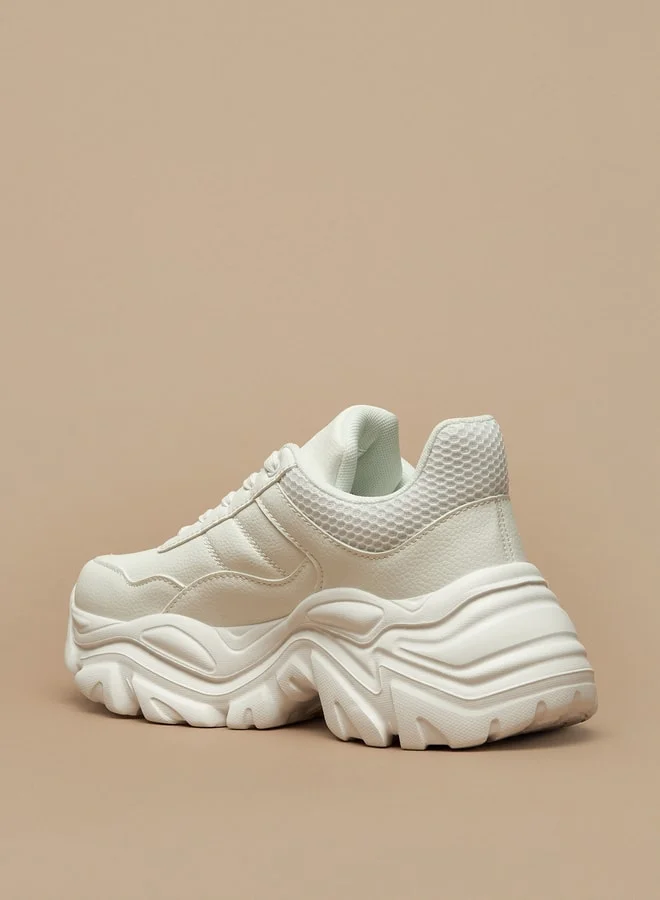 ميسي Women's Missy Panelled Textured Lace-Up Chunky Sneakers
