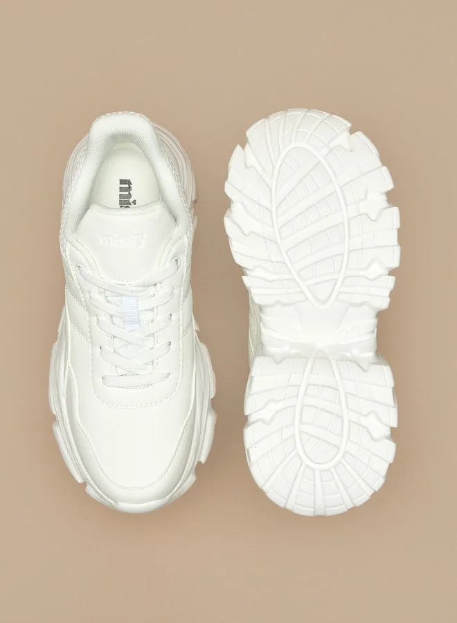 ميسي Women's Missy Panelled Textured Lace-Up Chunky Sneakers