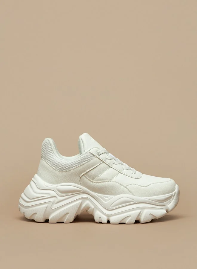 ميسي Women's Missy Panelled Textured Lace-Up Chunky Sneakers