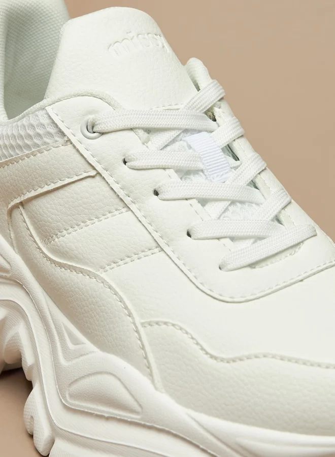 ميسي Women's Missy Panelled Textured Lace-Up Chunky Sneakers