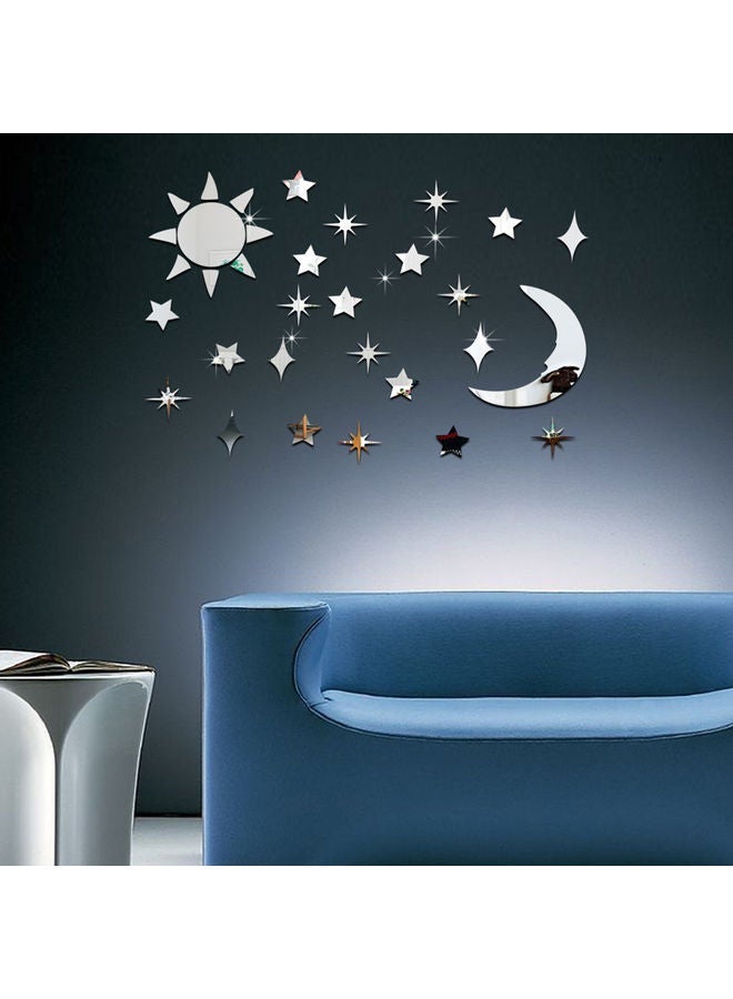 NIBEMINENT Sun Moon Stars DIY Acrylic Mirror Wall Sticker Silver - Image 2
