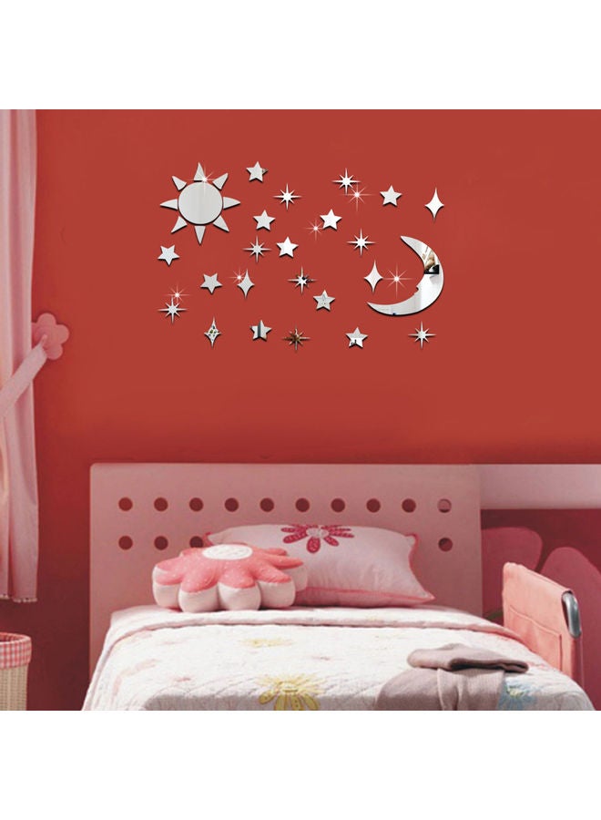 NIBEMINENT Sun Moon Stars DIY Acrylic Mirror Wall Sticker Silver - Image 3