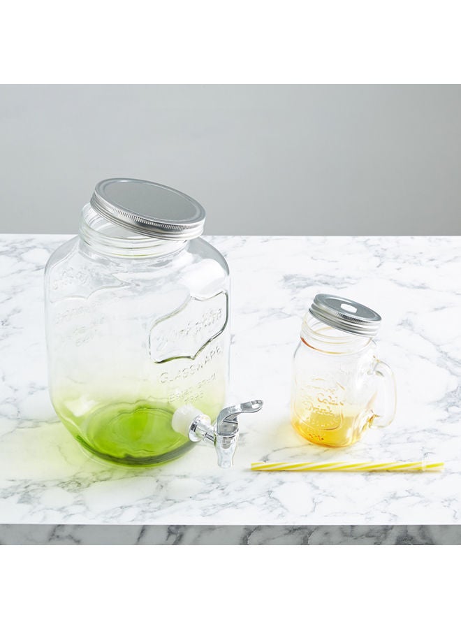 NIBEMINENT 4-Piece Cooler Glass Beverage Dispenser With Mason Jars Clear 4000 ml, 4x450ml - Image 4