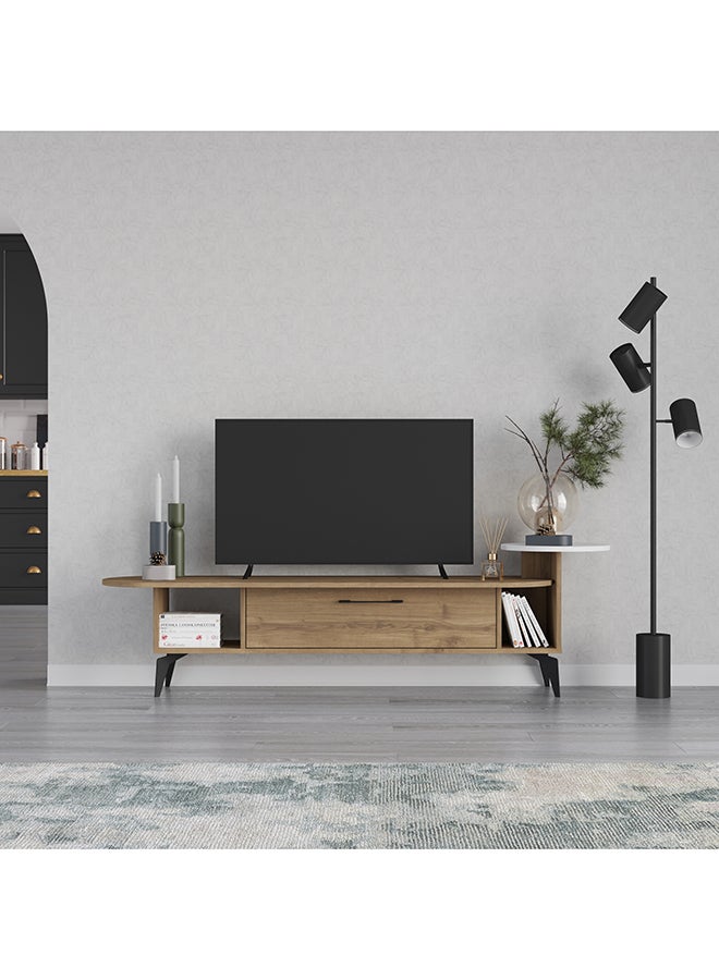 Mourah Home Ada Tv Cabinet Up To 60'' Inch Tvs1Door And 2Tier Shelf Wooden Storage Cabinet Tv Units For Living Room| 188X40X42.6 Cm| Brown White - Image 1