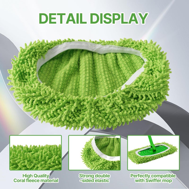 NAYODEUS 10Pack Reusable Microfiber Mop Pads Compatible with Swiffer Sweeper-Dry Sweeping Cloths & Wet Mopping Cloths - Washable Wet Pads Refill for Mopping Floors (Mop is not Included) - Image 3