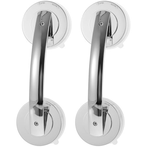 IWOWHERO Suction Cup Door Handles 2Pack Portable Bathroom Grab Bars for Shower Glass Doors Easy Install on Smooth Surfaces Safety Support - Image 1