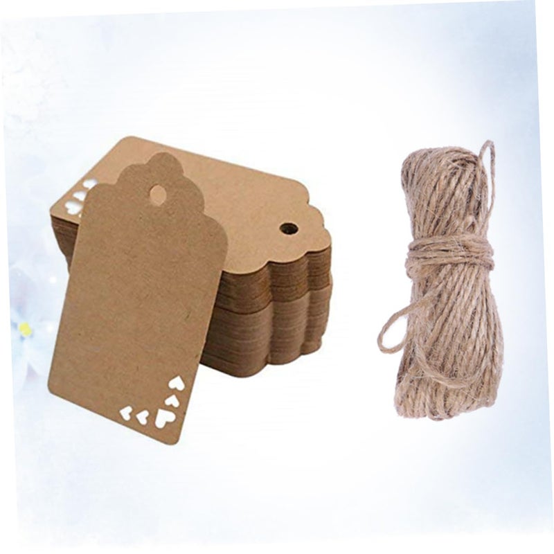 Wavy Heart Shaped Kraft Paper Tags With Twine Blank Scalloped Labels For Jewelry Crafts Scrapbooking Size 1 - Image 3