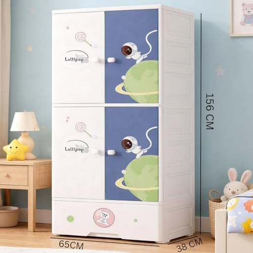 Mevigo Door Plastic Wardrobe for Kids| Almirah and Wardrobe for Baby Clothes| Modular Storage Cabinet with Wheel Organizer for Cupboard Rack for Clothes/Shoes/Books/Toy (Starry-SJ6514, 3- Layer) - Image 2