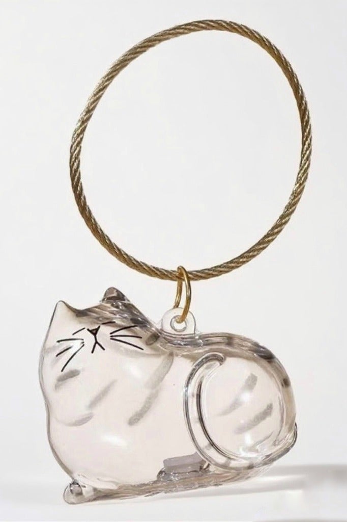 سلسلة مفاتيح قطة نائمة أكريليك شفافة تصميم قطة لتخزين شعر الحيوانات تذكار فرو هدية صغيرة زينة قطة اكسسوار حقيبة تذكاري لطيف DIY - Image 1