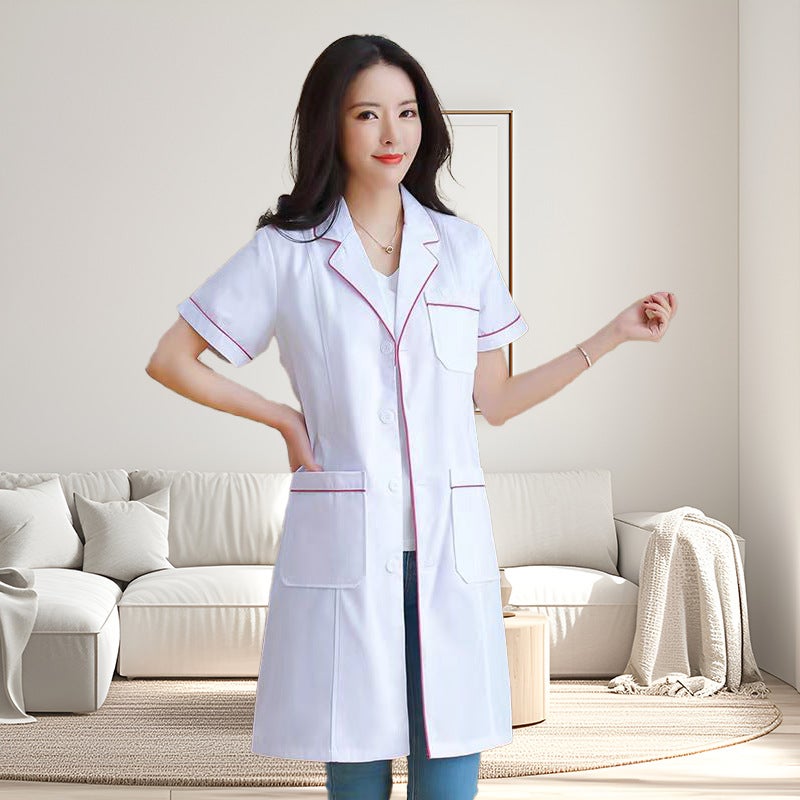 Tattoo Artist Work Clothes, Skin Management White Coat, Doctor'S Uniform, Beauty Uniform, Mid-Length Sleeve Workwear, Medical Profession - Image 1