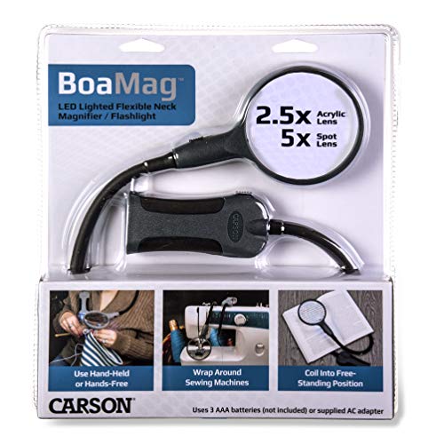 Carson BoaMag 2.5x LED Lighted Flexible Neck Magnifier with 5x Spot Lens and a Flashlight (SM-22) - Image 5