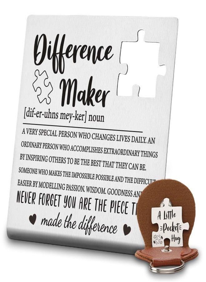 VYNWPDFLI Difference Maker Gift, Inspirational Pocket Hug Stainless Steel Plaque, You Are the Piece That Made the Difference, 4x4Inch,LPP3 - Image 1