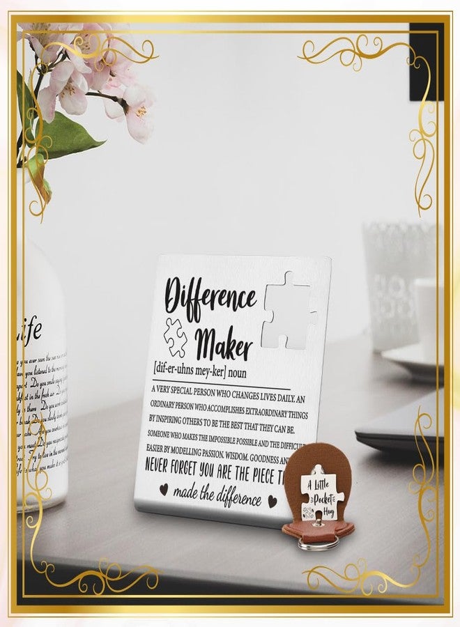 VYNWPDFLI Difference Maker Gift, Inspirational Pocket Hug Stainless Steel Plaque, You Are the Piece That Made the Difference, 4x4Inch,LPP3 - Image 2