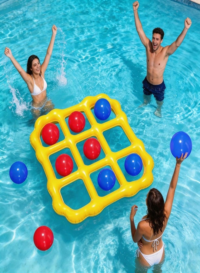 ماكس فن لعبة إكس أو في المسبح، مجموعة لوح عائم عملاق قابل للنفخ مع 10 كرات، لعبة حفلات مائية للأطفال والكبار والمراهقين، أنشطة خارجية لحفلات الصيف المائية في الفناء الخلفي والشاطئ والحديقة - Image 5