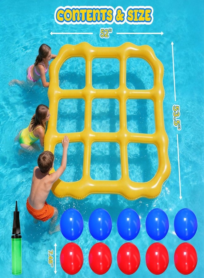 ماكس فن لعبة إكس أو في المسبح، مجموعة لوح عائم عملاق قابل للنفخ مع 10 كرات، لعبة حفلات مائية للأطفال والكبار والمراهقين، أنشطة خارجية لحفلات الصيف المائية في الفناء الخلفي والشاطئ والحديقة - Image 3