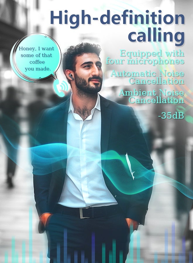 Litus Earbuds wireless bluetooth Earphones,30H Playtime,IPX5, Bluetooth 5.3,LED Display, HIFI Sound, Compatible with iPhone & Android - Image 3