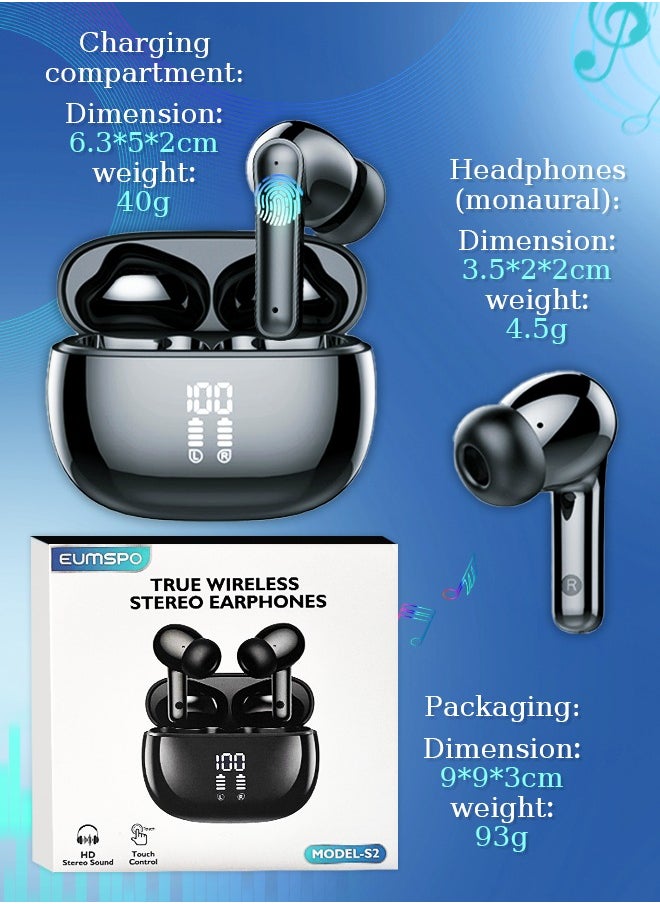 Litus - Earbuds wireless bluetooth Earphones,30H Playtime,IPX5, Bluetooth 5.3,LED Display, HIFI Sound, Compatible with iPhone & Android - Image 1