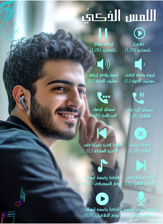 Litus - Earbuds wireless bluetooth Earphones,30H Playtime,IPX5, Bluetooth 5.3,LED Display, HIFI Sound, Compatible with iPhone & Android - Image 1