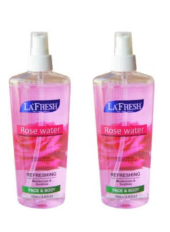 لا فريش ماء الورد المنعش يرطب ويلطف الوجه والجسم قطعتين 2*250 مل