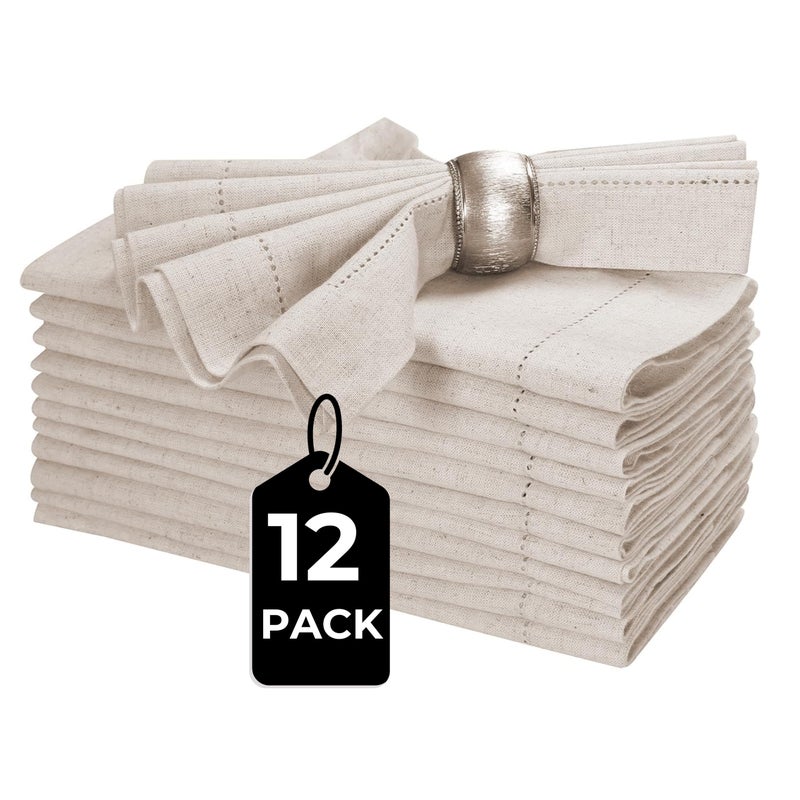 Bedding Craft Cloth Napkins  Linen Napkins  Dinner Napkins Cloth  Cloth Napkins Set of 12  Christmas  Natural Linen Napkins  Napkins Cloth  Cloth Napkin Linen Cotton  Hemstitched Napkins 20x20 - Image 2
