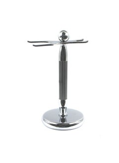 G.B.S Chrome Brush and Razor Stand - Lined Chrome Shaving Stand, Ball on Top – Stylish and Unbreakable Stand Best for Your Bathroom Everyday Grooming, Fits Most 3 and 5 Blade Razors  - Image 1