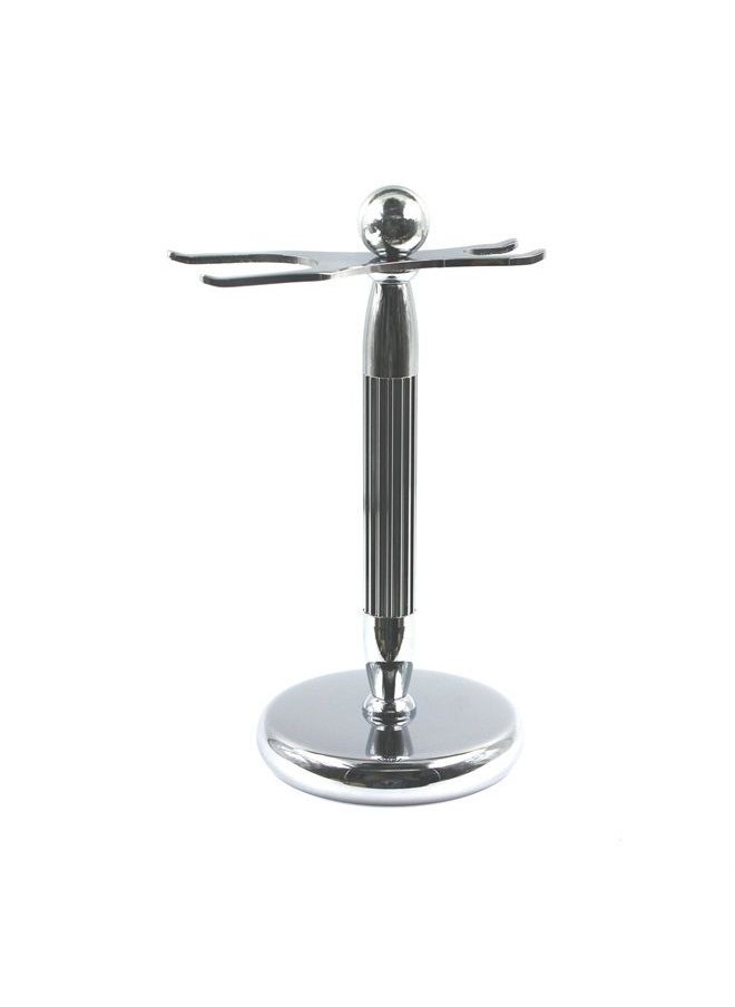 G.B.S - Chrome Brush and Razor Stand - Lined Chrome Shaving Stand, Ball on Top – Stylish and Unbreakable Stand Best for Your Bathroom Everyday Grooming, Fits Most 3 and 5 Blade Razors - Image 1