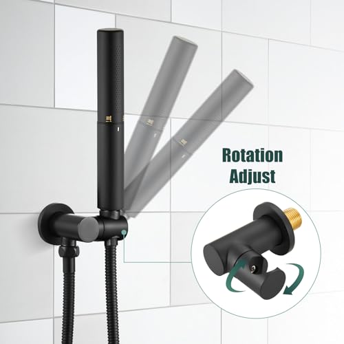 Heyalan Brass 2 in1 Function Handheld Spray Hand Shower High Pressure Handheld Sprinklert Shower Wand with Shower Hose and Adjustable Hand Shower Holder, Matte Black - Image 5