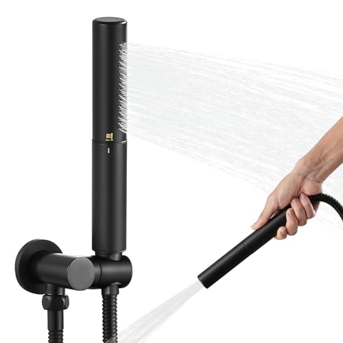 Heyalan Brass 2 in1 Function Handheld Spray Hand Shower High Pressure Handheld Sprinklert Shower Wand with Shower Hose and Adjustable Hand Shower Holder, Matte Black - Image 1