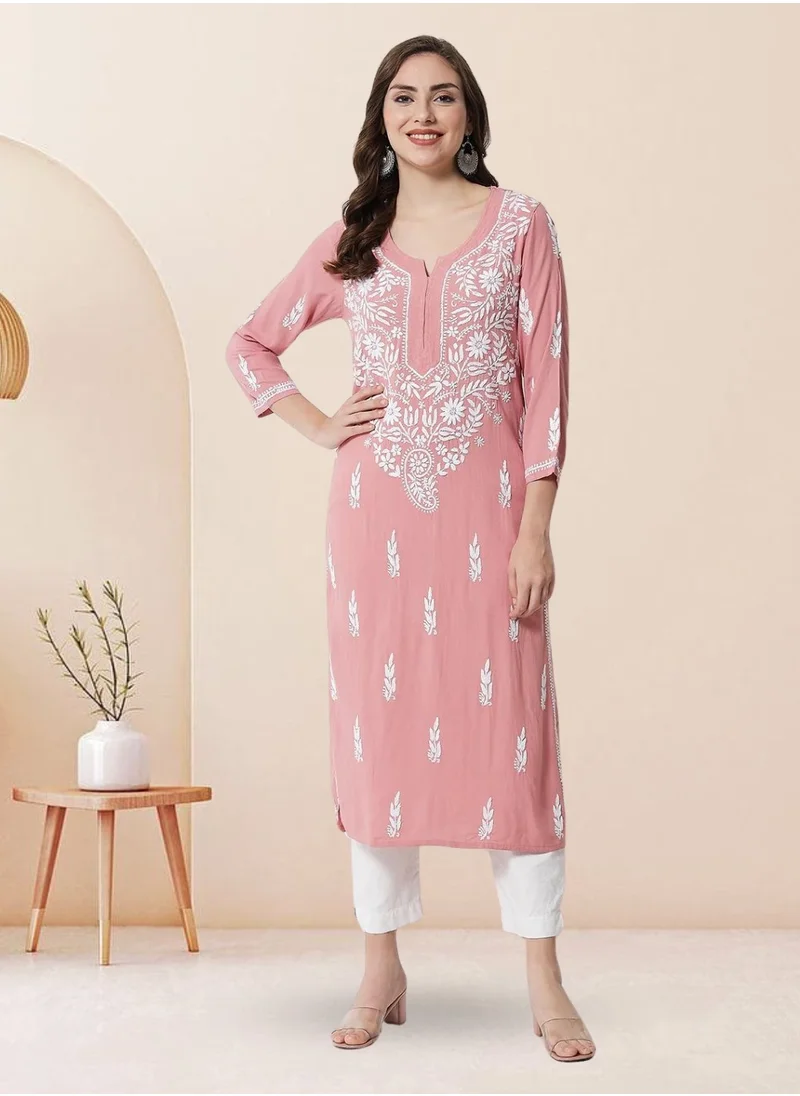 Alaya Women Hand Embroidered Chikankari Rayon Kurta-AL3451