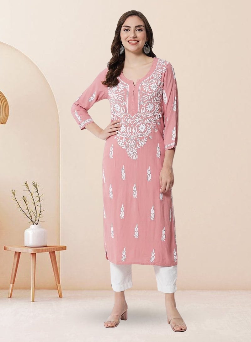 الايا كورتا رايون شيكانكاري مطرزة يدويًا للنساء-AL3451  - Image 1