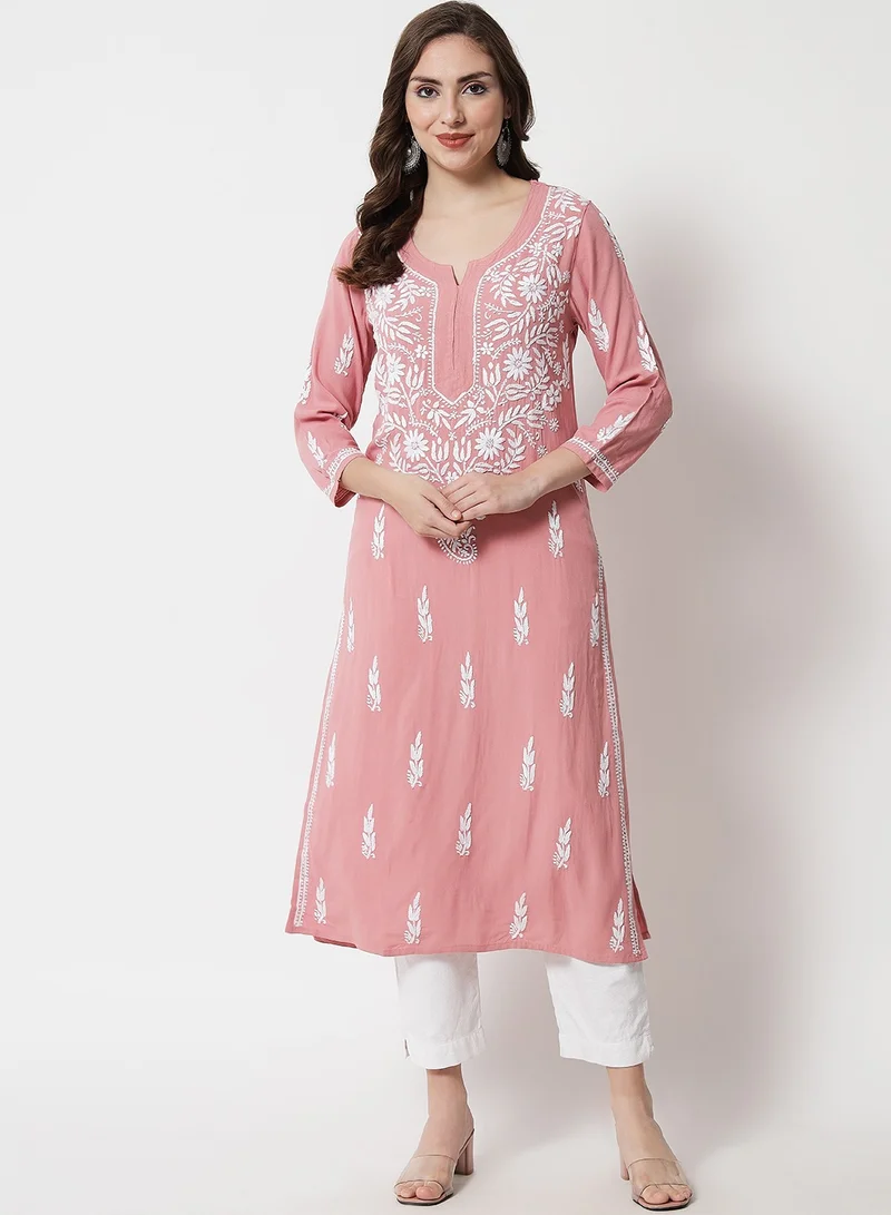 Alaya Women Hand Embroidered Chikankari Rayon Kurta-AL3451