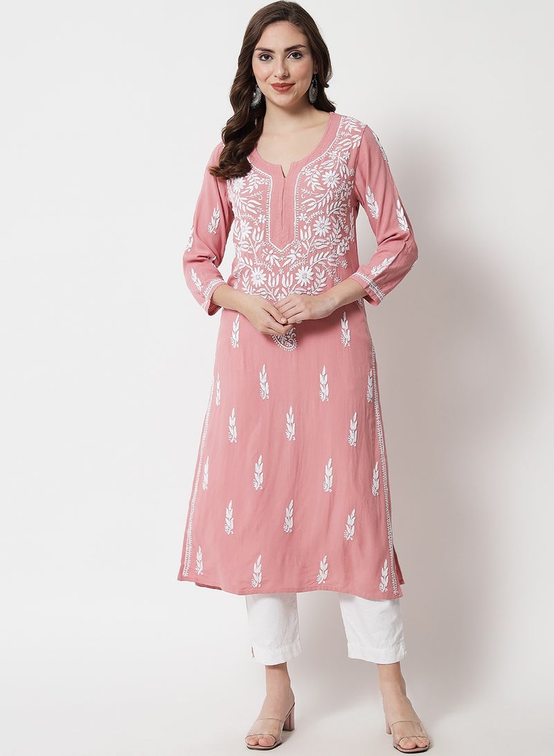 الايا كورتا رايون شيكانكاري مطرزة يدويًا للنساء-AL3451  - Image 3