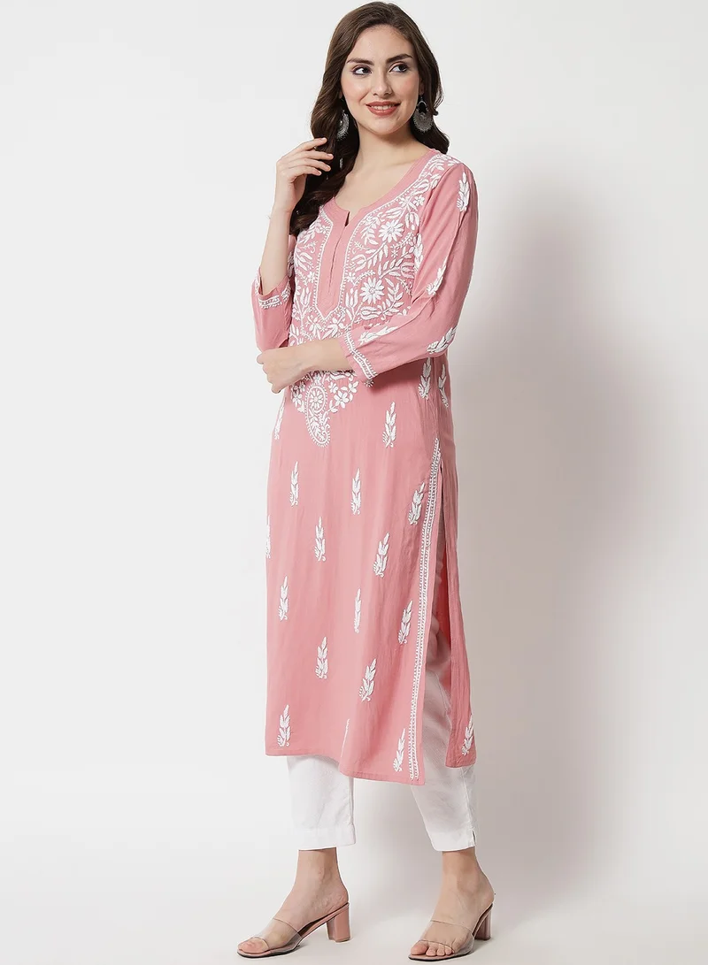 Alaya Women Hand Embroidered Chikankari Rayon Kurta-AL3451