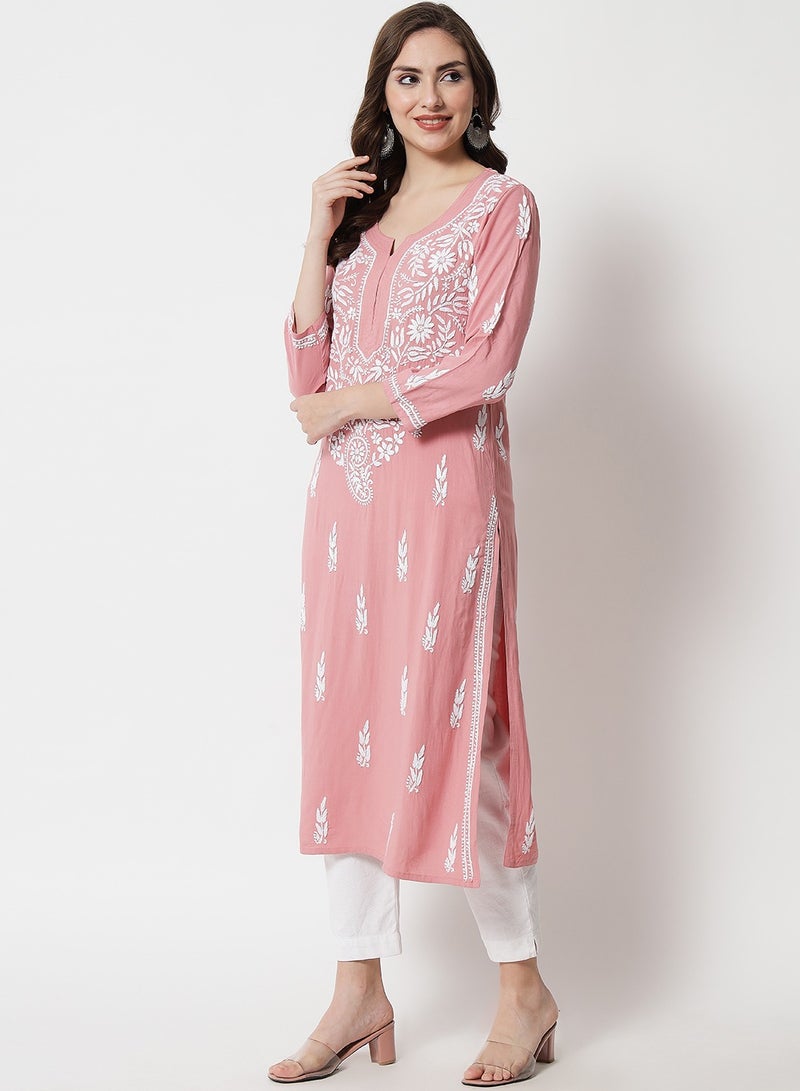الايا كورتا رايون شيكانكاري مطرزة يدويًا للنساء-AL3451  - Image 4