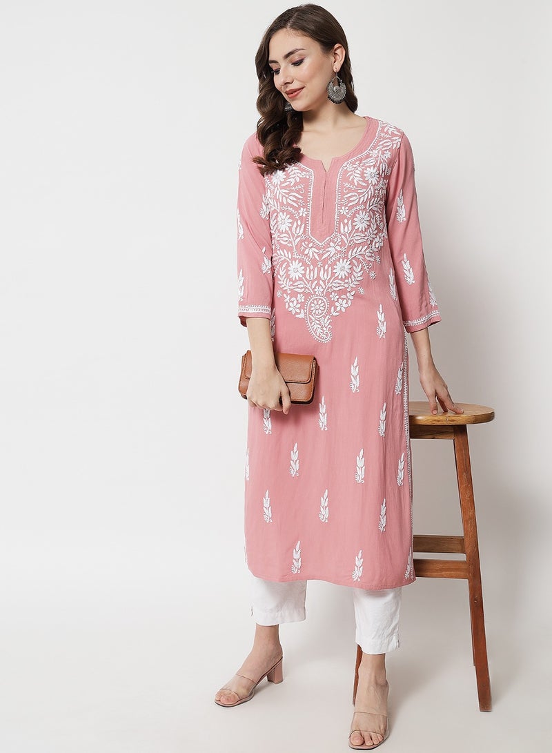الايا كورتا رايون شيكانكاري مطرزة يدويًا للنساء-AL3451  - Image 5
