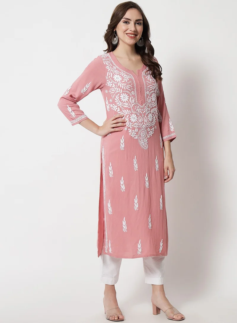 Alaya Women Hand Embroidered Chikankari Rayon Kurta-AL3451