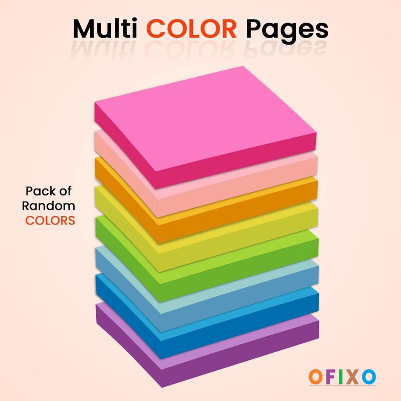 OFIXO ملاحظات لاصقة فائقة 3 × 3 بوصات، عبوة من 5 دفاتر، متعددة الألوان (400 قطعة) - Image 2