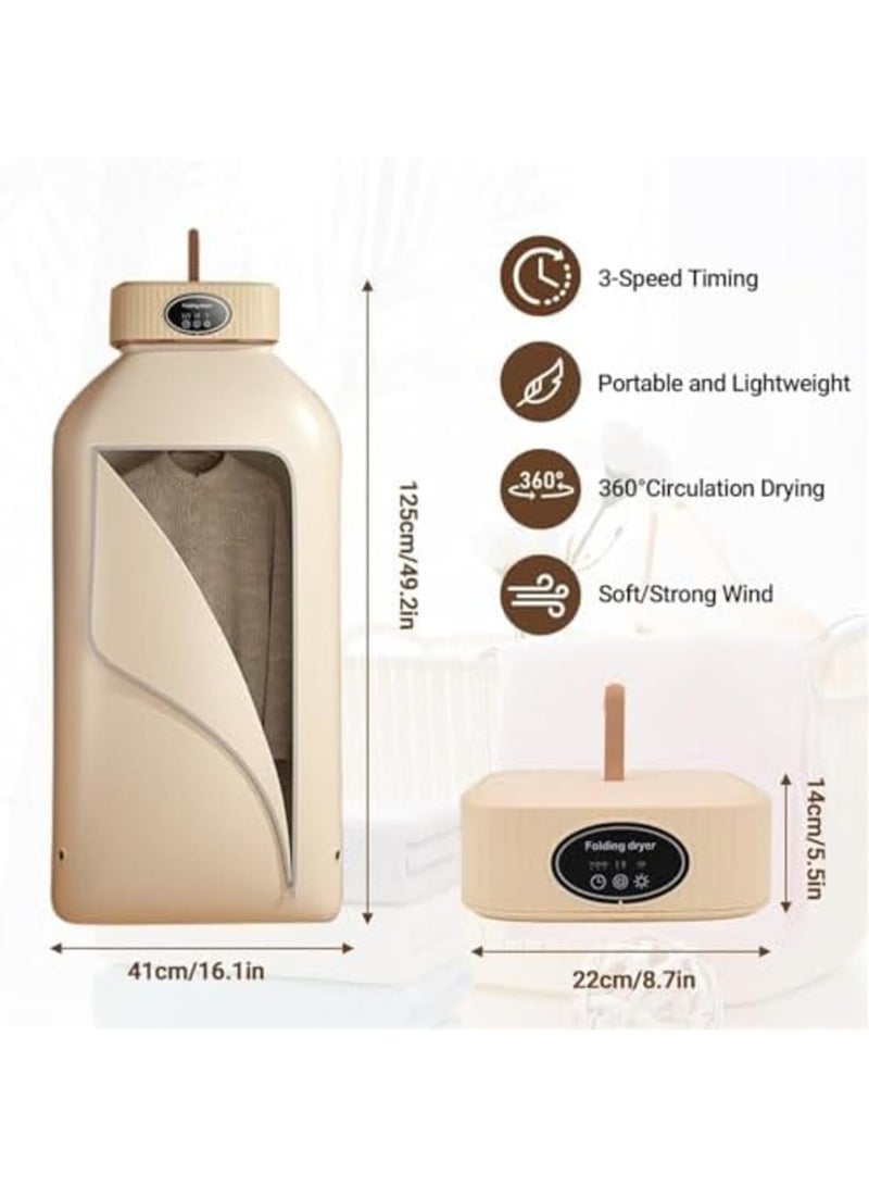 SYOSI 600W Foldable Clothes Dryer Machine, Electric Portable Mini Drying Machine with Digital Panel  Timer, Multifunctional Compact Dryer for Home, Underwear, Socks, RV, Dorm, Travel, Apartment (White) - Image 5