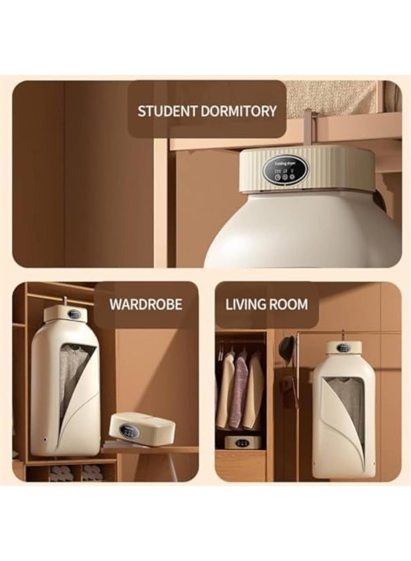 SYOSI 600W Foldable Clothes Dryer Machine, Electric Portable Mini Drying Machine with Digital Panel  Timer, Multifunctional Compact Dryer for Home, Underwear, Socks, RV, Dorm, Travel, Apartment (White) - Image 3