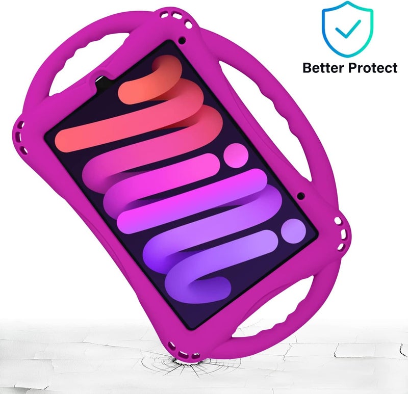 TopEsct Kids Case for iPad Mini 6th Generation Case Heavy Duty Shockproof Cover Childproof Protective kids Cover with Three Handle Stand for 8.3 inch iPad Mini 6(Purple) - Image 2